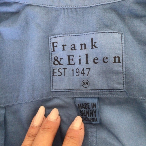 FRANK & EILEEN BLUE BUTTON UP COTTON SHIRT SIZE XS - Picture 6 of 11
